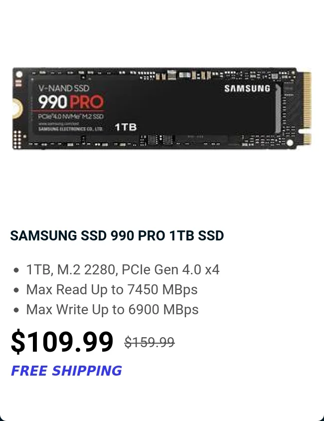 SAMSUNG SSD 990 PRO 1TB SSD