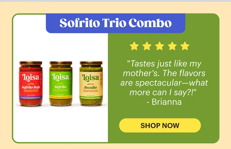 Sofrito Trio Combo "Tastes just like my mother's. The flavors are spectacular—what more can I say?!" - Brianna ⭐⭐⭐⭐⭐ SHOP NOW
