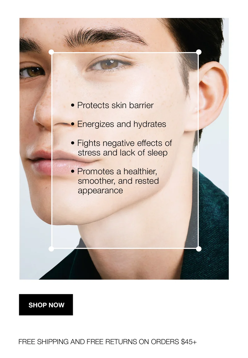 Protects skin barrier | Energizes and hydrates | Fights negative effects of stress and lack of sleep | Promotes a healthier, smoother, and rested appearance | SHOP NOW | FREE SHIPPING AND FREE RETURNS ON ORDERS $45+