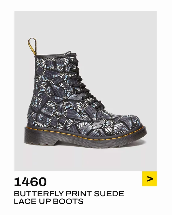 1460 WOMEN'S BUTTERFLY PRINT SUEDE LACE UP BOOTS