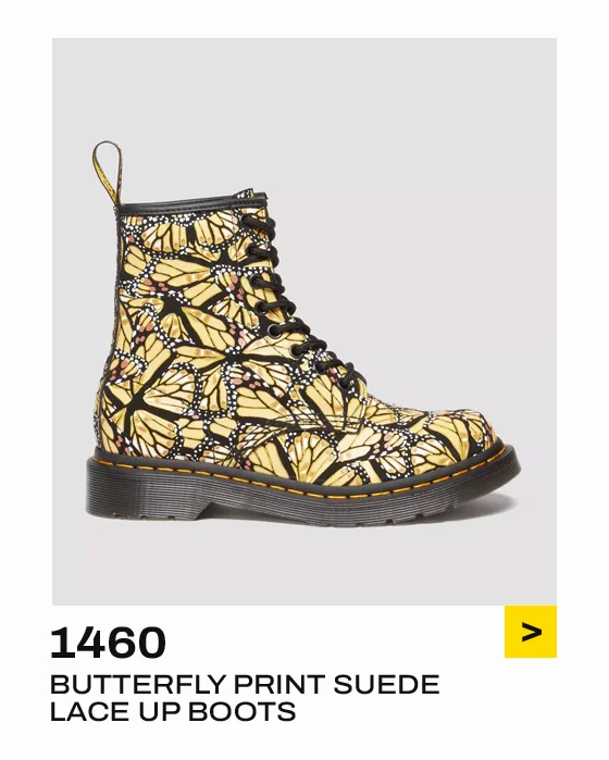 1460 WOMEN'S BUTTERFLY PRINT SUEDE LACE UP BOOTS