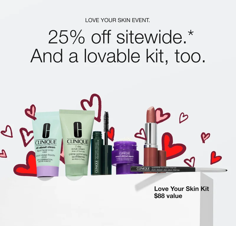 LOVE YOUR SKIN EVENT.  | 25% off sitewide.* And a lovable kit, too. | Love Your Skin Kit $88 value