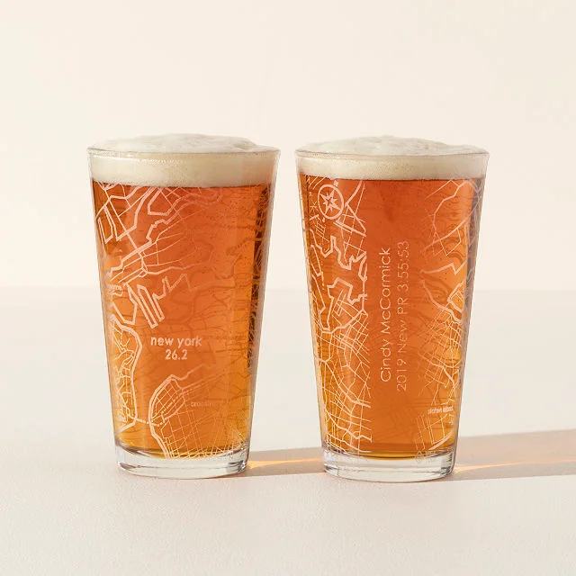 Personalized Etched Marathon Pint Glass Set