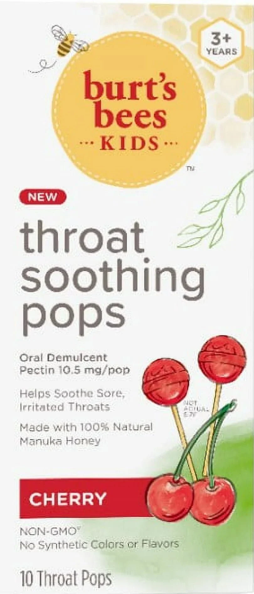 Image of Burt's Bees Throat Soothing Pops - Oral Demulcent - Cherry (10 CT)