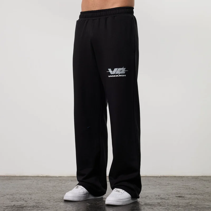 Image of POWERLINE BLACK STRAIGHT LEG SWEAT PANTS