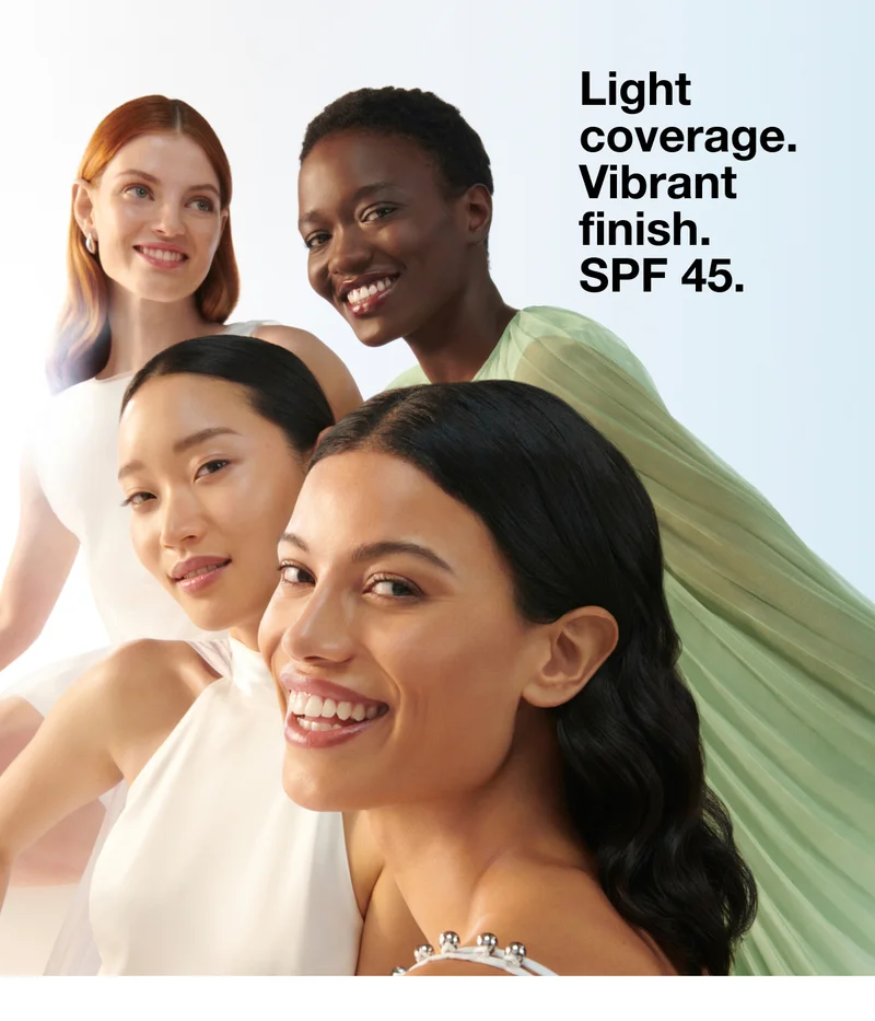 Light coverage. Vibrant finish. SPF 45.