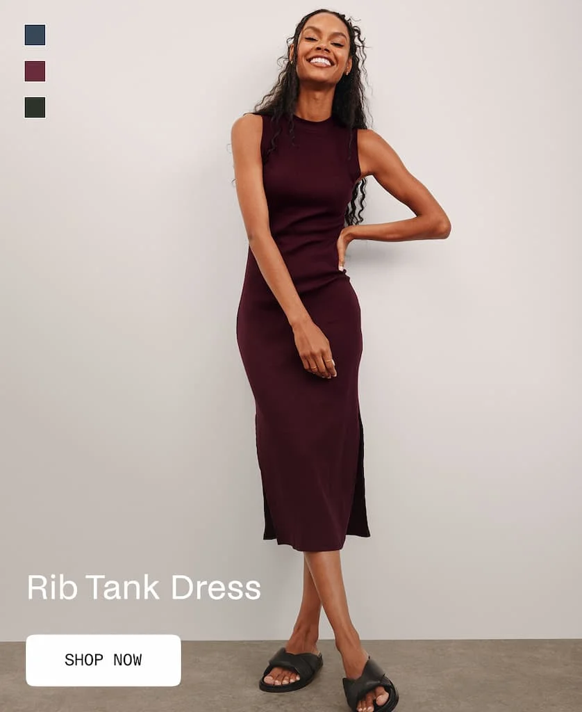 Rib Tank Dress in Dark Cherry