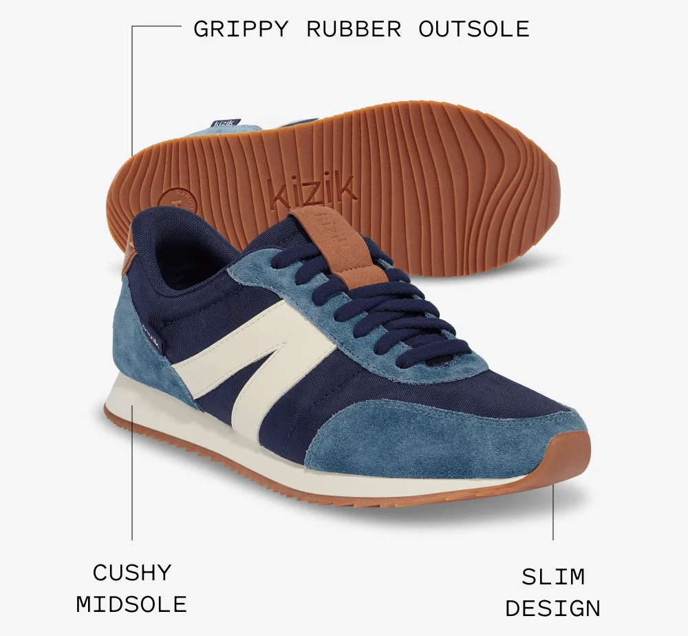 Grippy Rubber Outsole. Cushy Midsole. Slim Design.