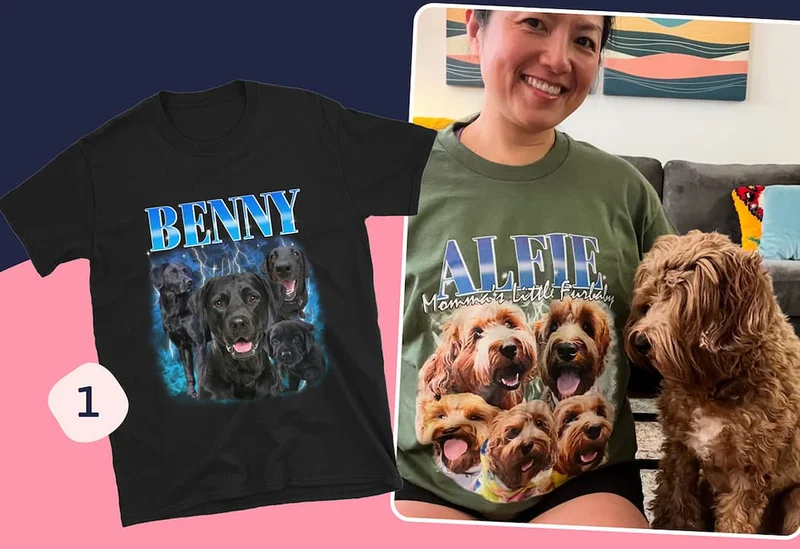 Vintage pet t shirts mock ups and customer photo