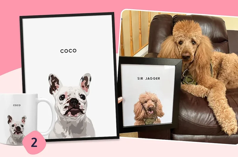 Modern Pet Portrait mock ups and customer photo