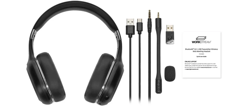 Bluetooth® 5.0 + USB Transmitter Wireless Web Meeting Headset