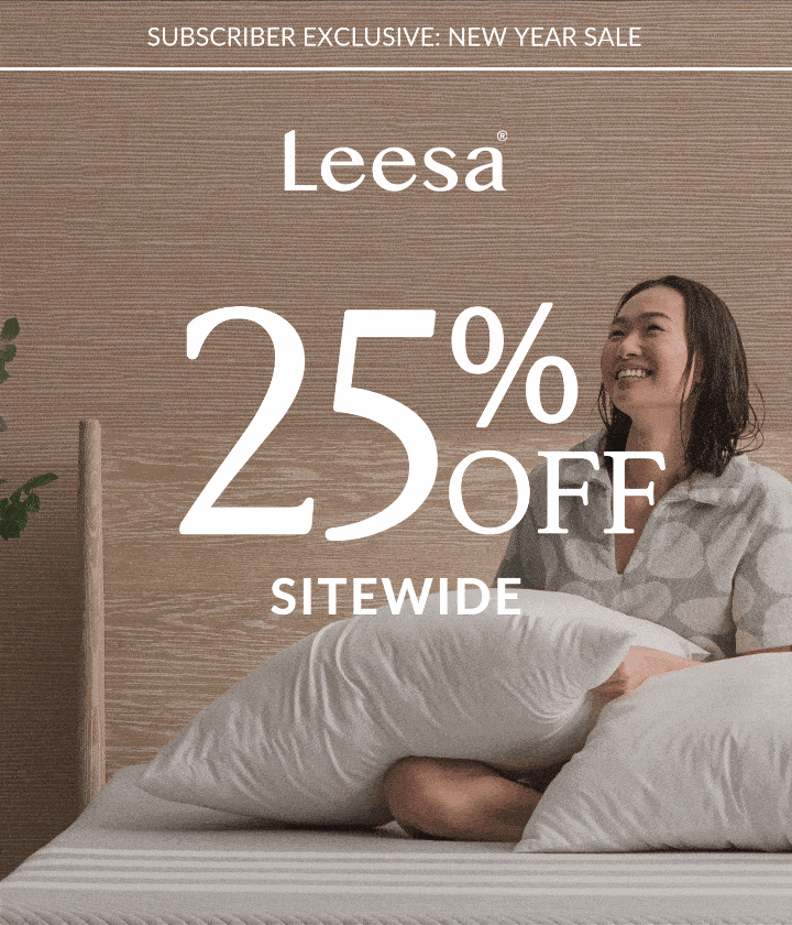SUBSCRIBER EXCLUSIVE: NEW YEAR SALE -- Leesa logo --25% OFF SITEWIDE -- USE CODE: discount code