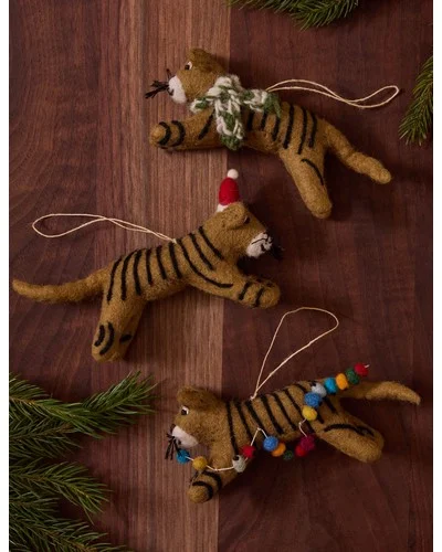 Felt Tiger Trio Ornaments (Set of 3) by Sarah Sherman Samuel-Multi