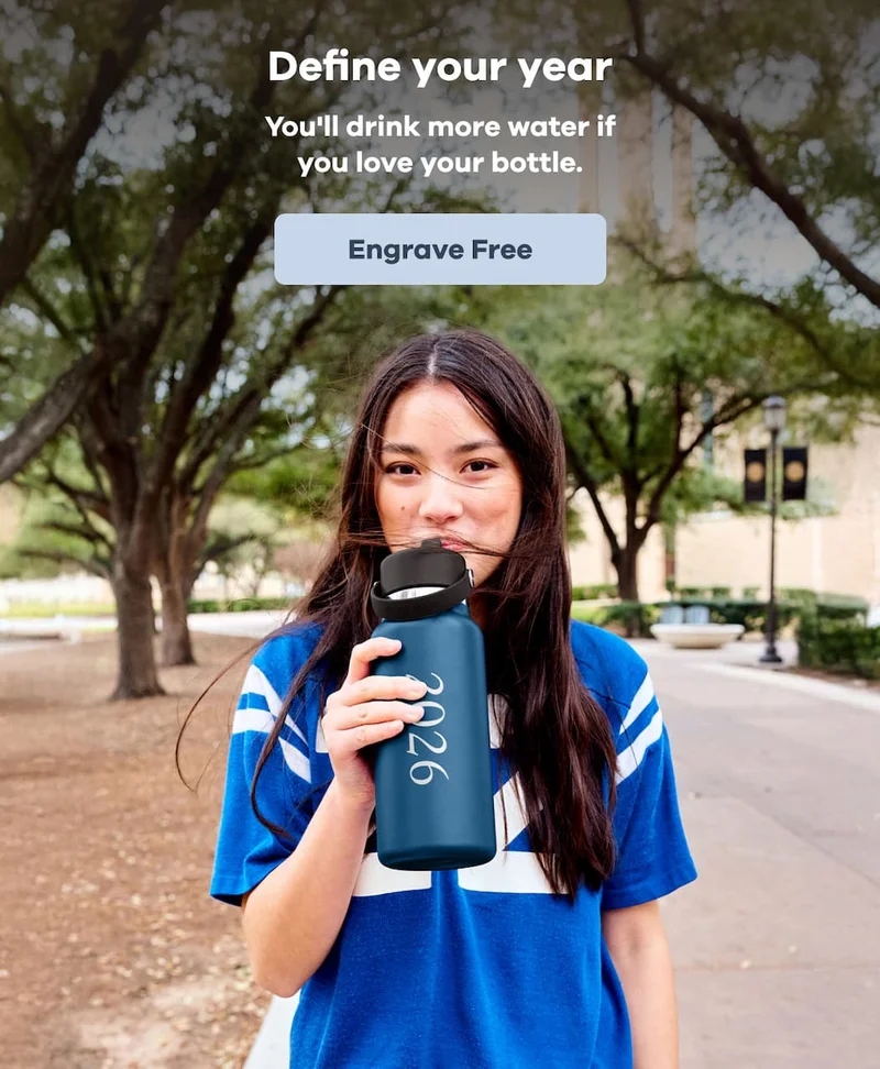 Define your year. You'll drink more water if you love your bottle. | Engrave Free