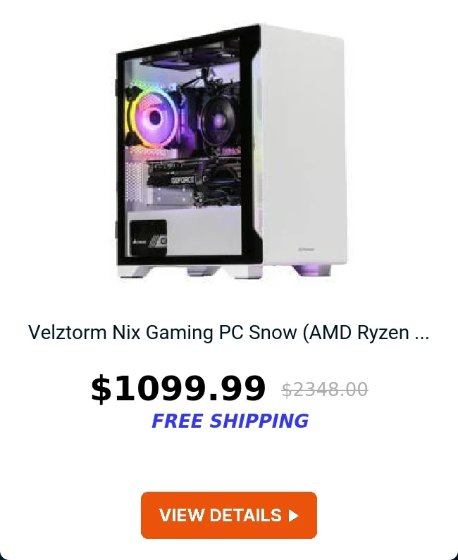 Velztorm Nix Gaming&nbsp; PC Snow (AMD Ryzen ...