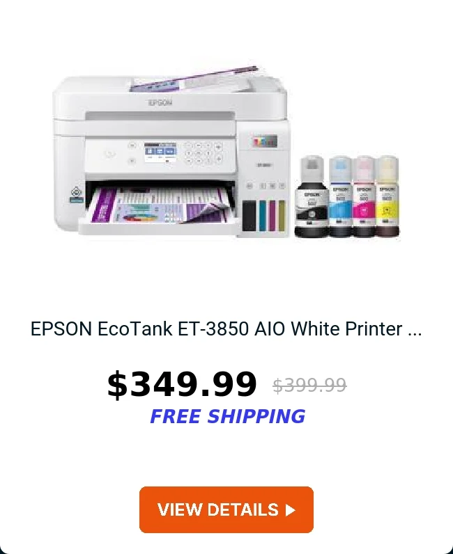 EPSON EcoTank ET-3850 AIO White Printer ...