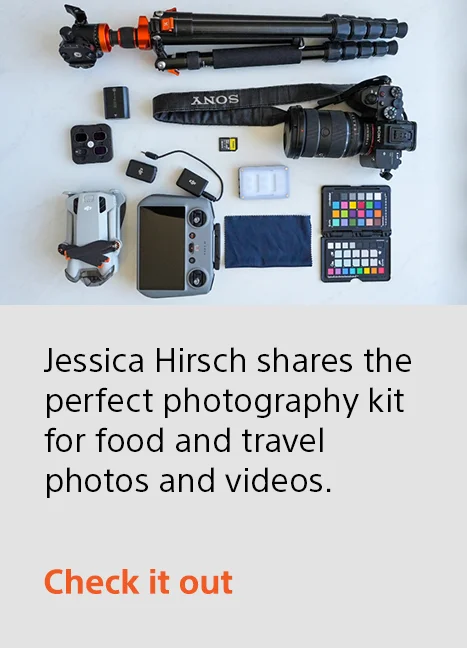 Jessica Hirsch shares the perfect photography kit for food and travel photos and videos. | Check it out