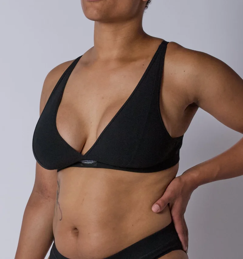 Image of Bamboo Rib Plunge Bra - Black