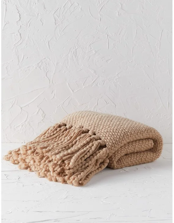 Olema Handwoven Throw-Beige