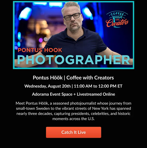 Pontus Höök | Coffee with Creators  Wednesday, August 20th | 11:00 AM to 12:00 PM ET