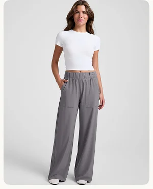 Easy Wide Leg Pant in Cloud Gray