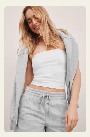 Spacedye Strapless Top in Cloud White