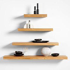 Natural Elm Wood Floating Shelf