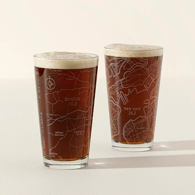 Etched Marathon Pint Glass