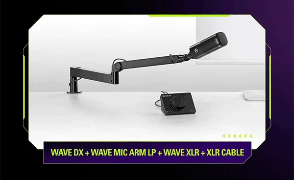 Wave DX + Wave Mic Arm LP + Wave XLR + XLR Cable, 2X Key Light MK.2 + Light Remote, Prompter + Key Light Mini + Cold Shoe