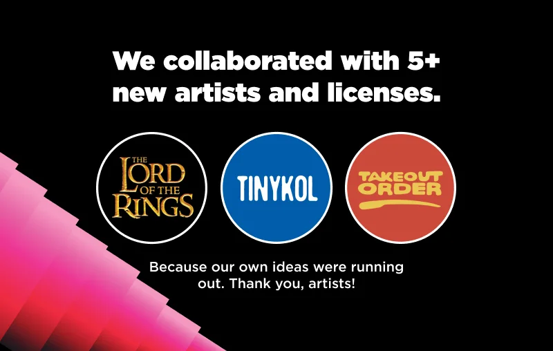 We collaborated with 5+ new artists and licenses.
