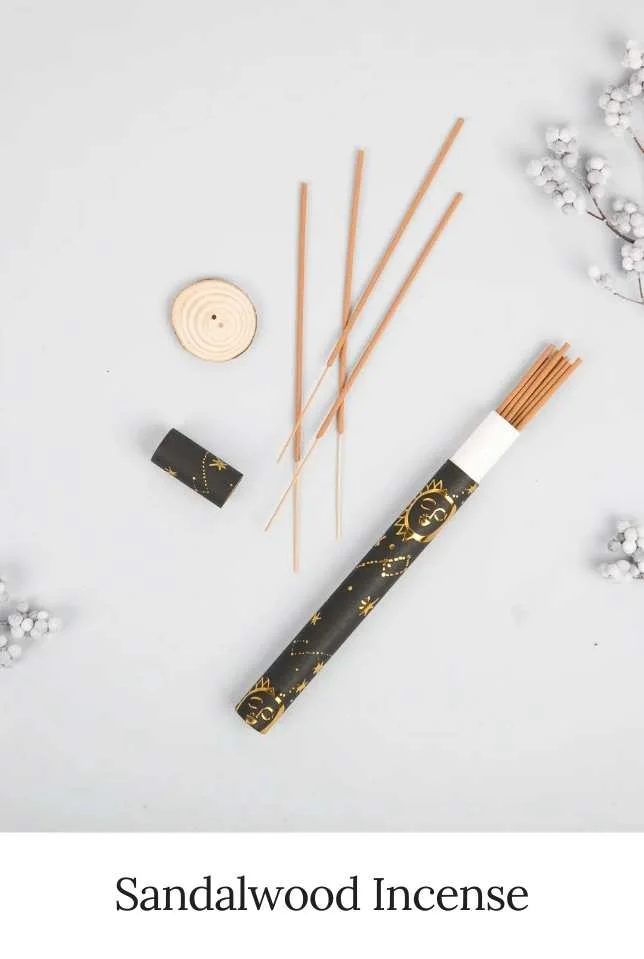 Australian Sandalwood Natural Incense + Wooden Pine Holder Set