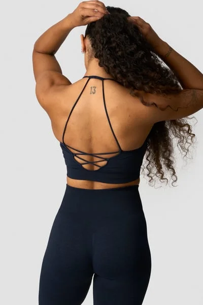 Image of Shape Seamless Strappy Sports Bra Dark Navy Melange