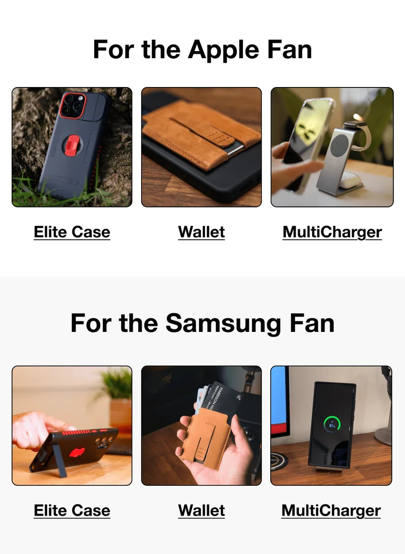 For the Apple + Samsung Fan: Elite Case Wallet  MultiCharger
