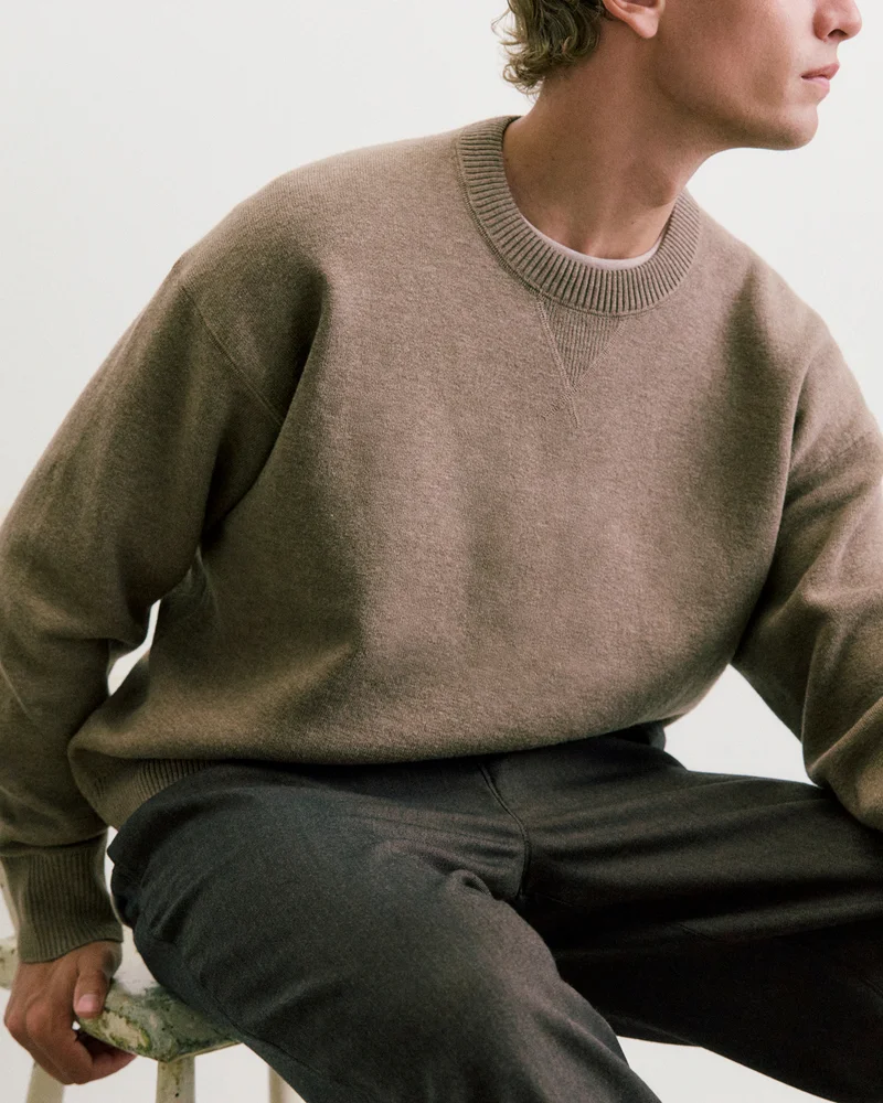 Image | Luxe Merino Double-Knit Sweater | Taupe Melange