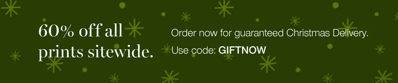 60% off all prints sitewide. Order now for guaranteed Christmas Delivery. Use code: discount code