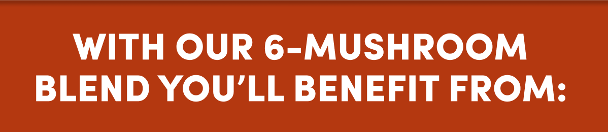 WITH OUR 6-MUSHROOM BLEND YOU'LL BENEFIT FROM: