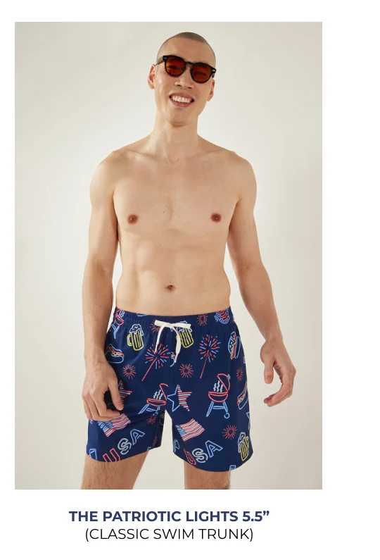 Classic Swim Trunk: The Patriotic Lights 5.5"