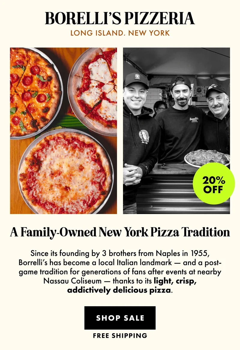 20% Off Borelli's Pizzeria 20% Off Borelli's Pizzeria