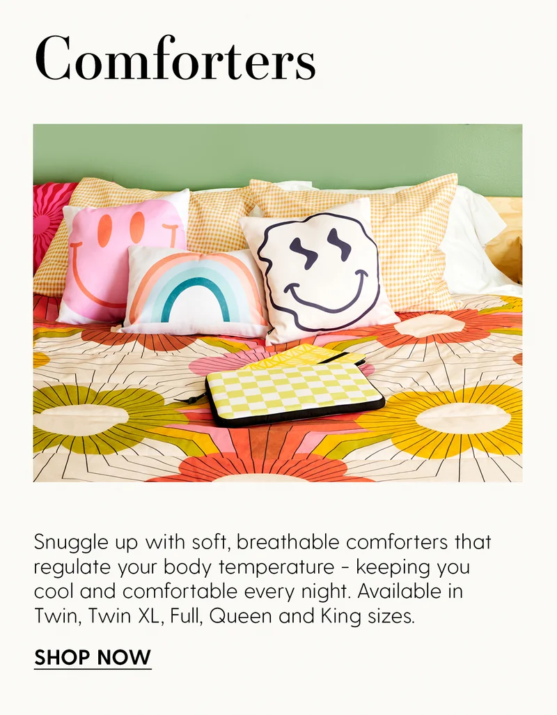 Comforters | Snuggle up with soft, breathable comforters that regulate your body temperature - keeping you cool and comfortable every night. Available in Twin, Twin XL, Full, Queen and King sizes.| Shop Now