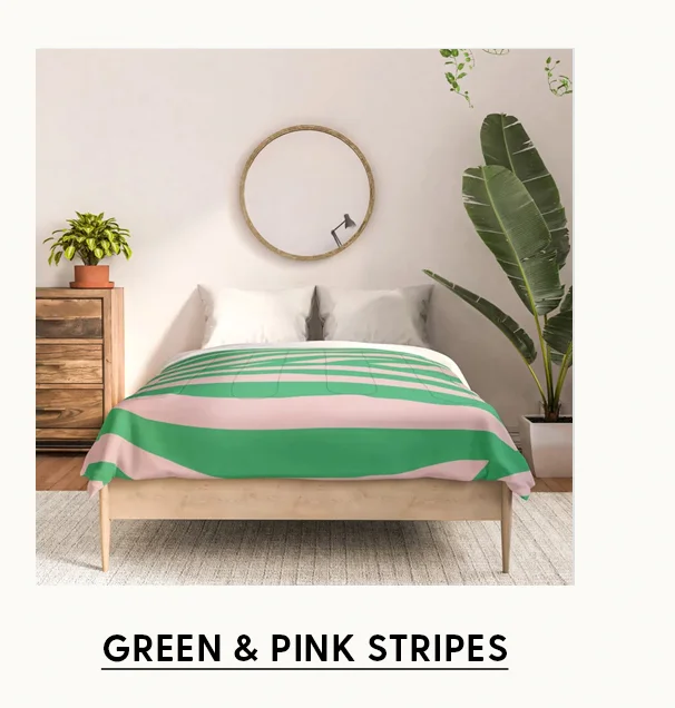 View Green & Pink Stripe Comforters