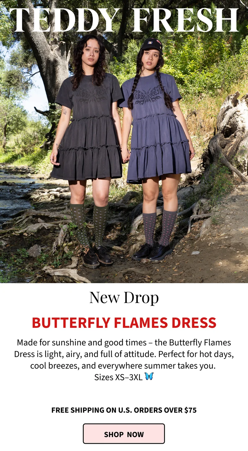 2 girl models modeling our new dress in the forest