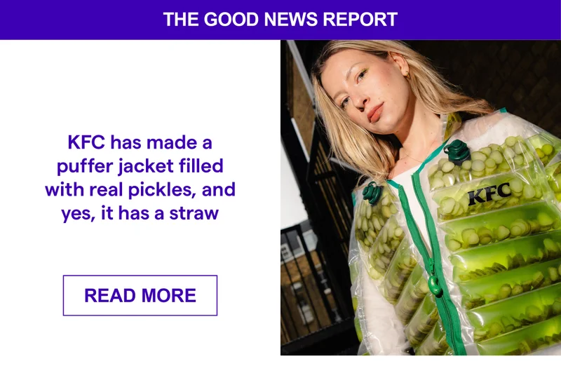 KFC has made a puffer jacket filled with real pickles, and yes, it has a straw