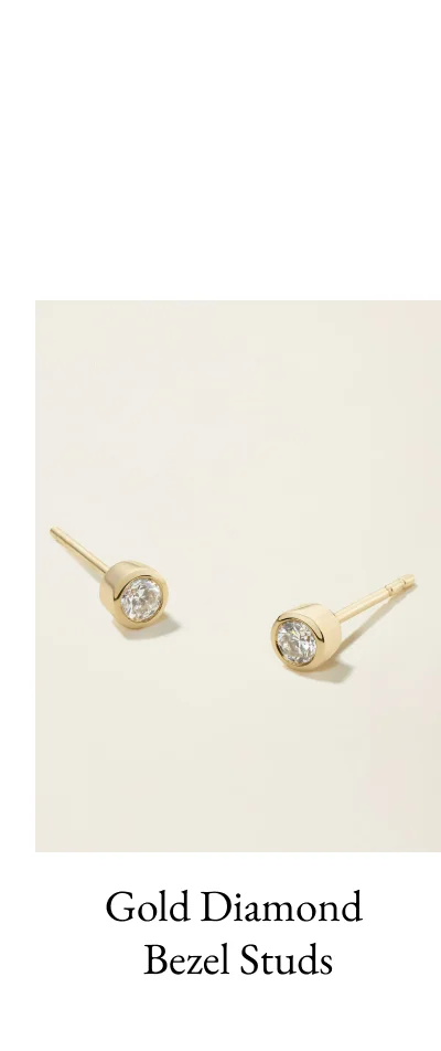 14k Solid Gold Diamond Bezel Studs
