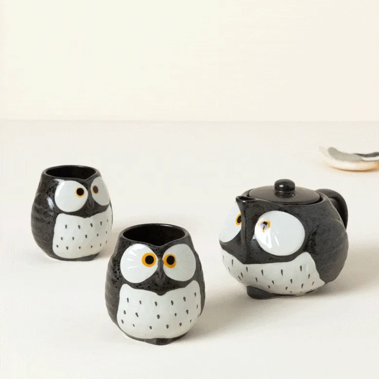 Ceramic Owl Tea Set