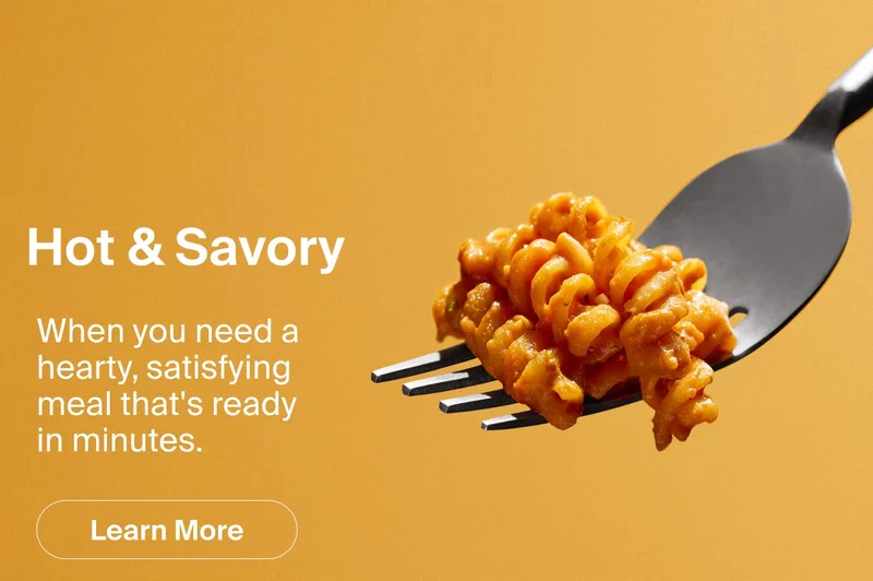 Huel Hot & Savory meal — warm, savory complete nutrition ready in minutes