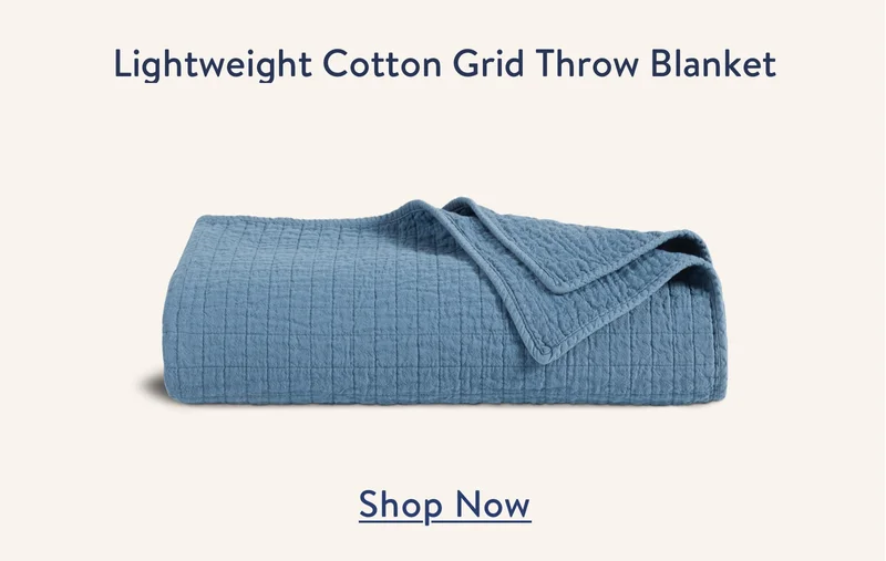 Lightweight Cotton Grid Throw Blanket
