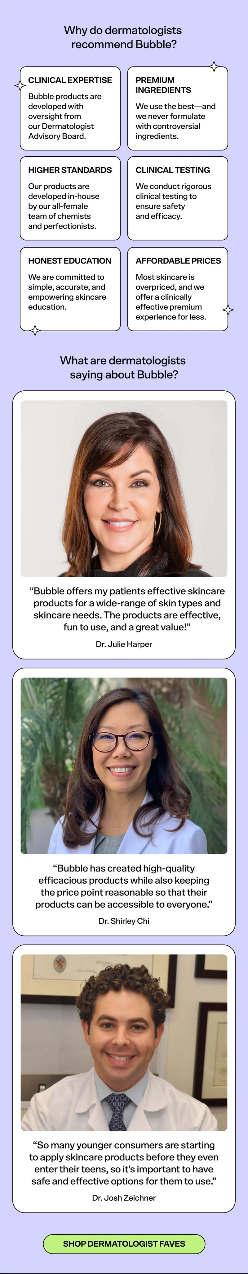 Why do dermatologists recommend Bubble?