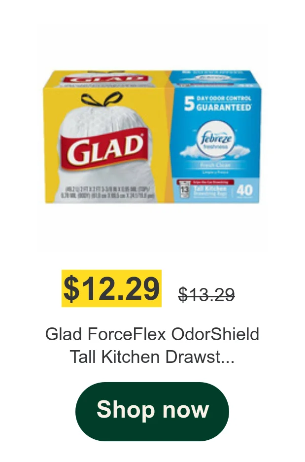 Glad ForceFlex OdorShield Tall Kitchen Drawst...