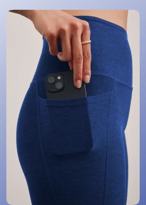 Spacedye Out Of Pocket High Waisted Midi Legging in Electric Royal Heather