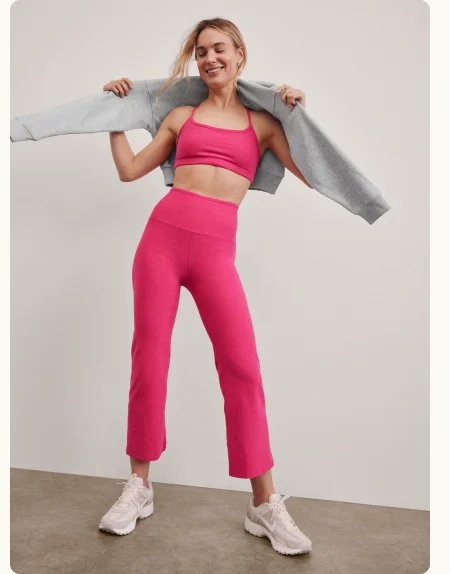 Spacedye Retro Cropped Pant in Vivid Pink Heather